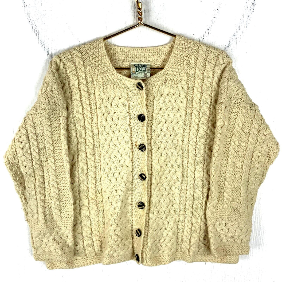 Vintage Carraig Donn Cable Knit Wool Cardigan Sweater Womens Large White Graphic Tee – Feel-Good Design · Great Gift For Fans