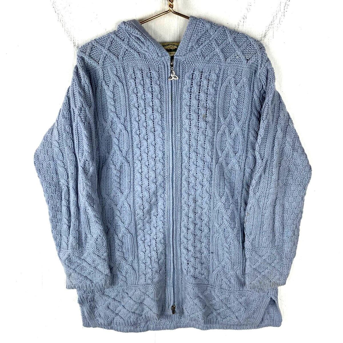 Aran Crafts Cable Knit Wool Sweater Womens Size XS Blue Full Zip Ireland Graphic Tee – Cozy Vibes · Great Gift For Fans