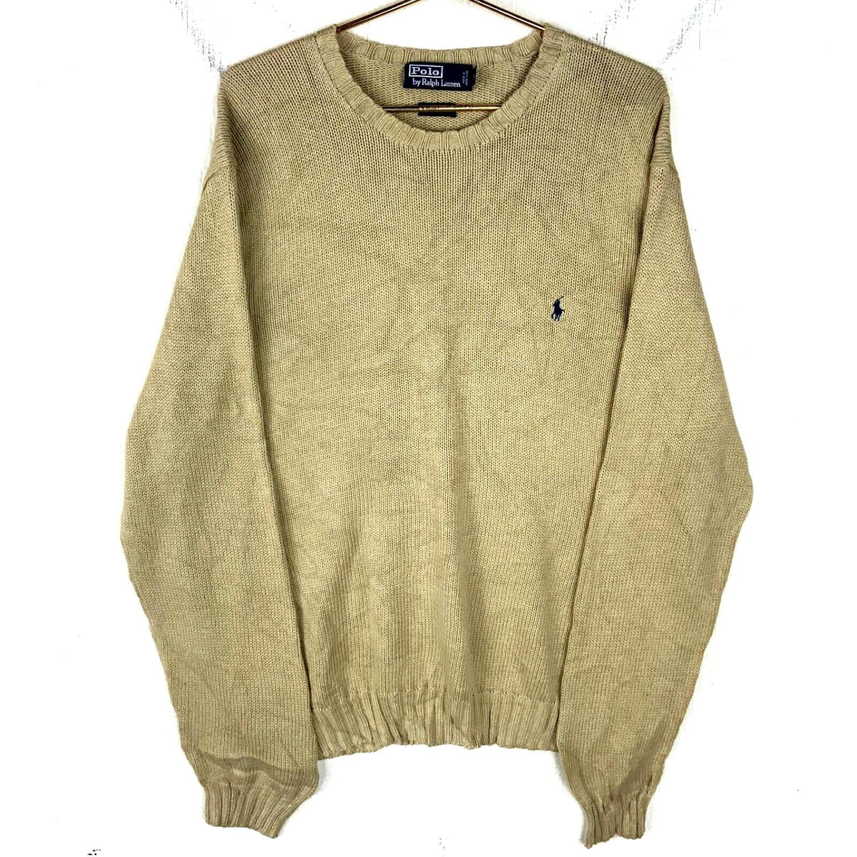 Vintage Polo Ralph Lauren Knit Sweater Extra Large Beige Crewneck 90s Graphic Tee – Aesthetic Look · Must-Have Style