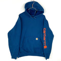 Carhartt Sweatshirt Hoodie Size Large Blue Spell Out Distressed Work Wear Hoodie – Aesthetic Look · Top Pick For Any Outfit