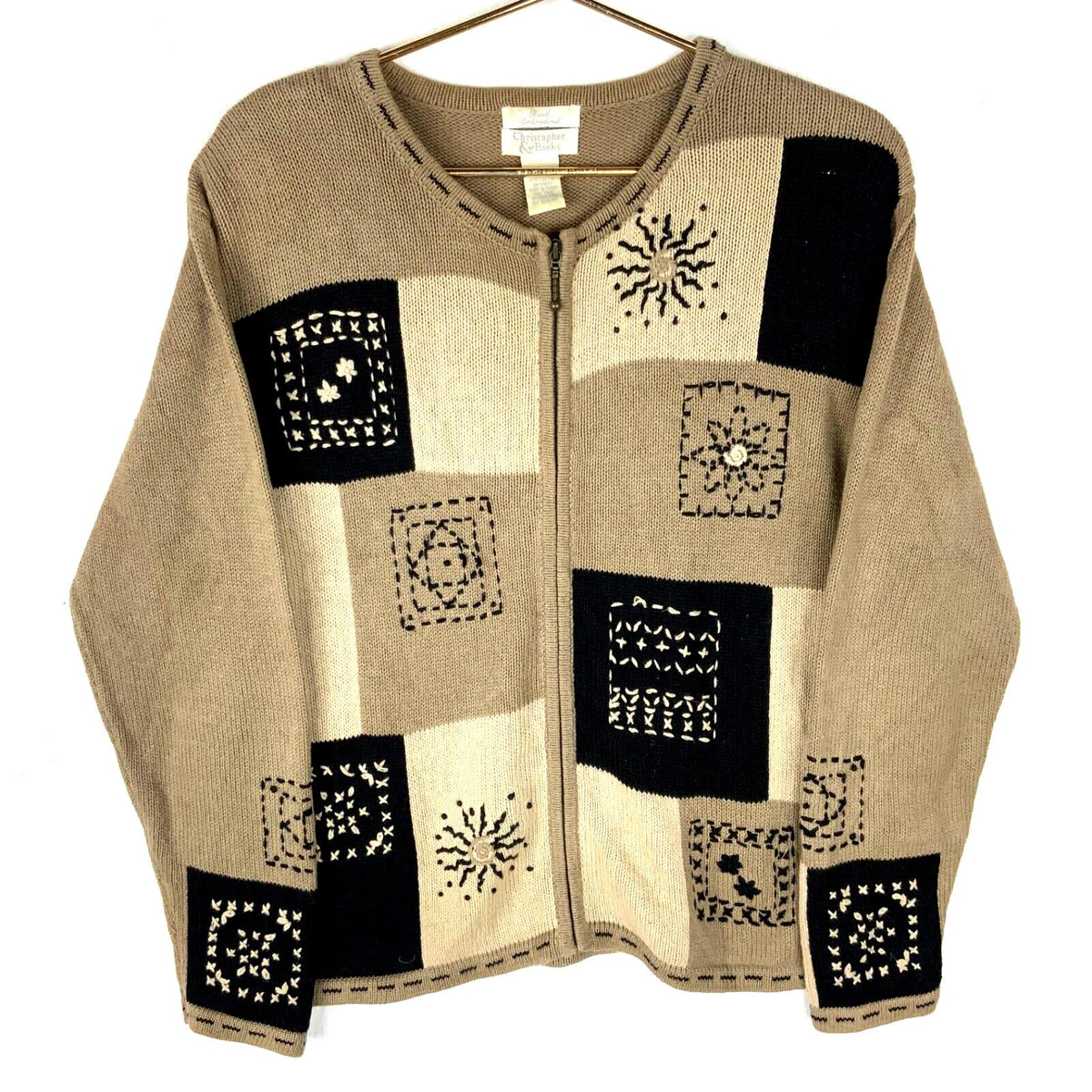 Vintage Grandma Knit Sweater Womens Large Brown Full Zip Hand Embroidered 90s Graphic Tee – Everyday Comfort · Trending Graphic Apparel