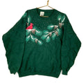 Vintage Winter Wildlife Sweatshirt Crewneck Large Green Made Usa Cardinal Bird Sweatshirt – Aesthetic Look · Trending Graphic Apparel