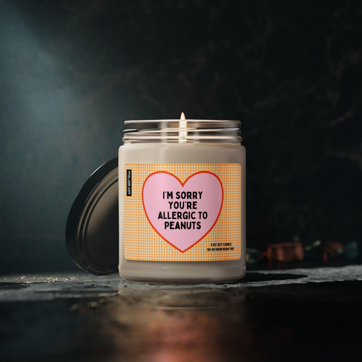 Funny Peanut Allergy Gift for Friend Allergic to Peanuts 9 Oz Candle Allergy Awareness Silly Iconic Candle for Sibling with Allergies Graphic Tee – Aesthetic Look · Top Pick For Any Outfit