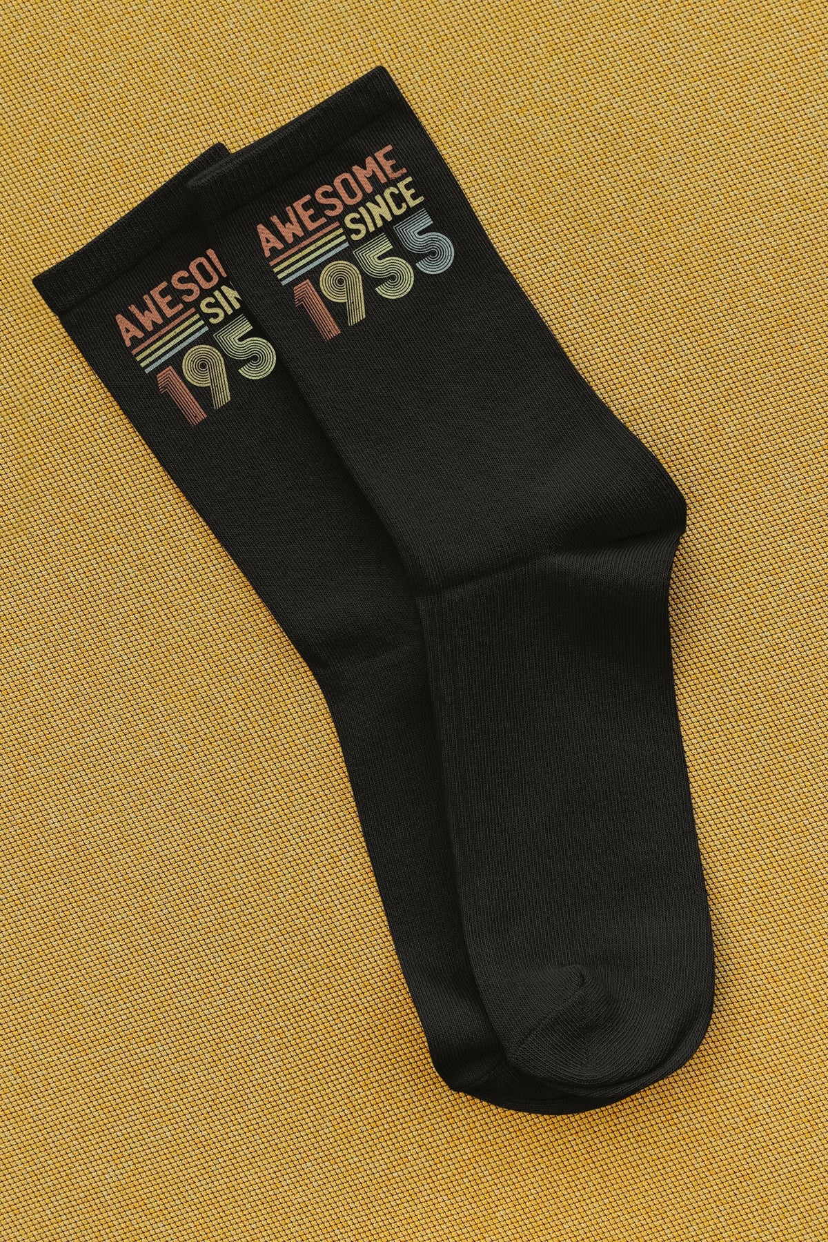Awesome Since 1955 Socks 70th Birthday Gift Vintage 1955 Socks Funny Birthday Socks Born in 1955 Gift Cozy 70th Anniversary Socks Graphic Tee – Aesthetic Look · Trending Graphic Apparel