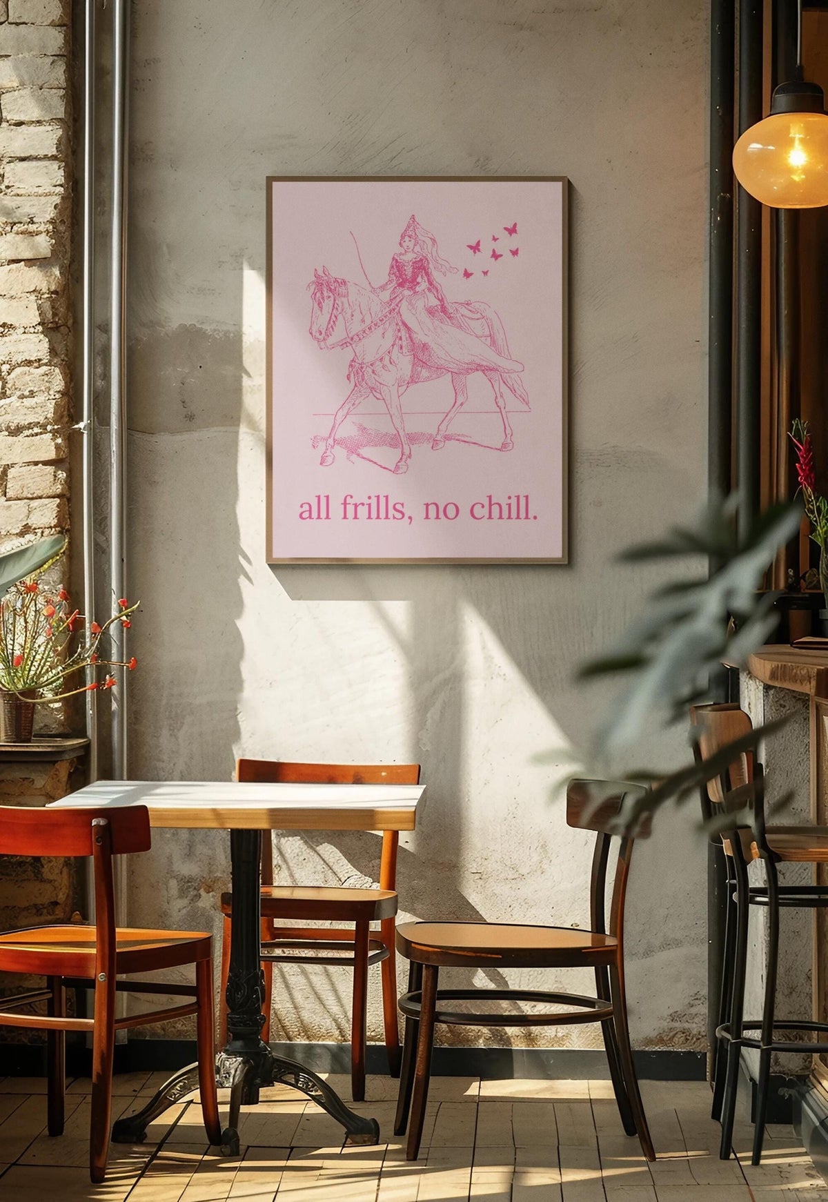 Cute Medieval History Poster Print with Funny Saying All Frills No Chill Silly Rococo Butterfly Lover Giclee Poster Print Decor for Dorm Graphic Tee – Everyday Comfort · Top Pick For Any Outfit