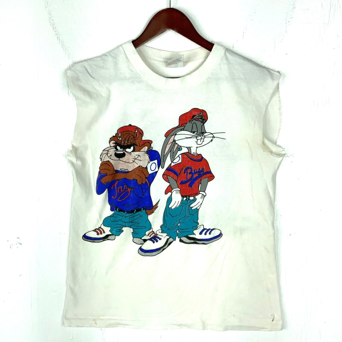 Vintage Bugs Bunny Tasmanian Devil Looney Tunes TShirt Medium White Sleeveless Graphic Tee – Feel-Good Design · Great Gift For Fans