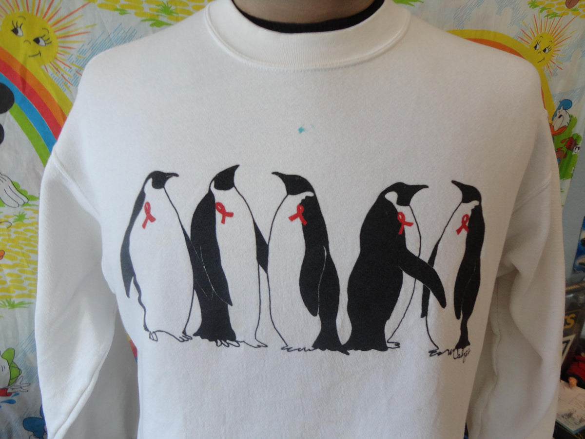 Vintage 90s Penguins Carlyn 1996 Art White Crewneck Sweatshirt Size M Sweatshirt – Soft Feel · Must-Have Style