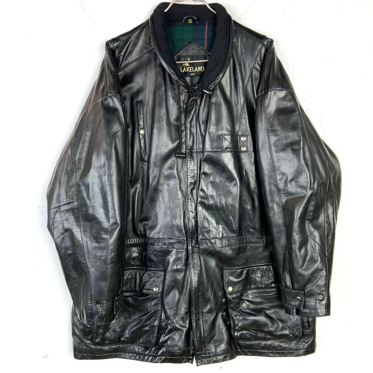 Vintage Lakeland Full Zip Leather Jacket Size 46 Black Plaid Lined 90s Graphic Tee – Bold Style · Trending Graphic Apparel