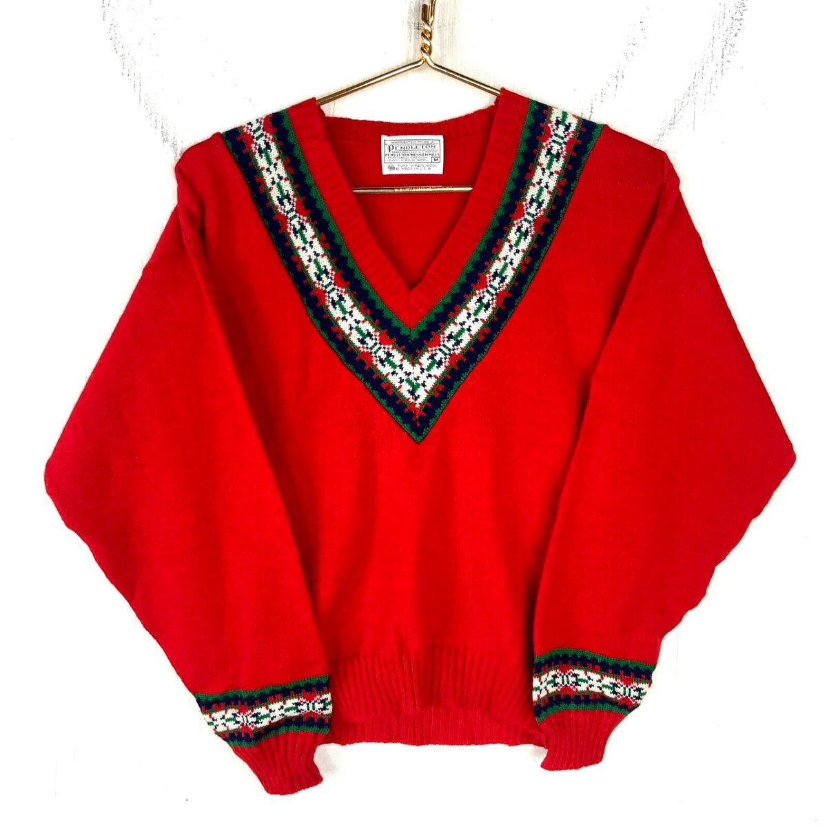 Vintage Pendleton Knit Sweater Womens Medium Red Vneck Pattern 90s Graphic Tee – Feel-Good Design · Perfect For Daily Wear