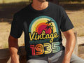 90th Birthday Gifts 1935 Vintage Men39s Birthday TShirt 90th Birthday Gift for Him Classic 90 Year Old Tee Celebrate His Milestone Year Graphic Tee – Bold Style · Great Gift For Fans