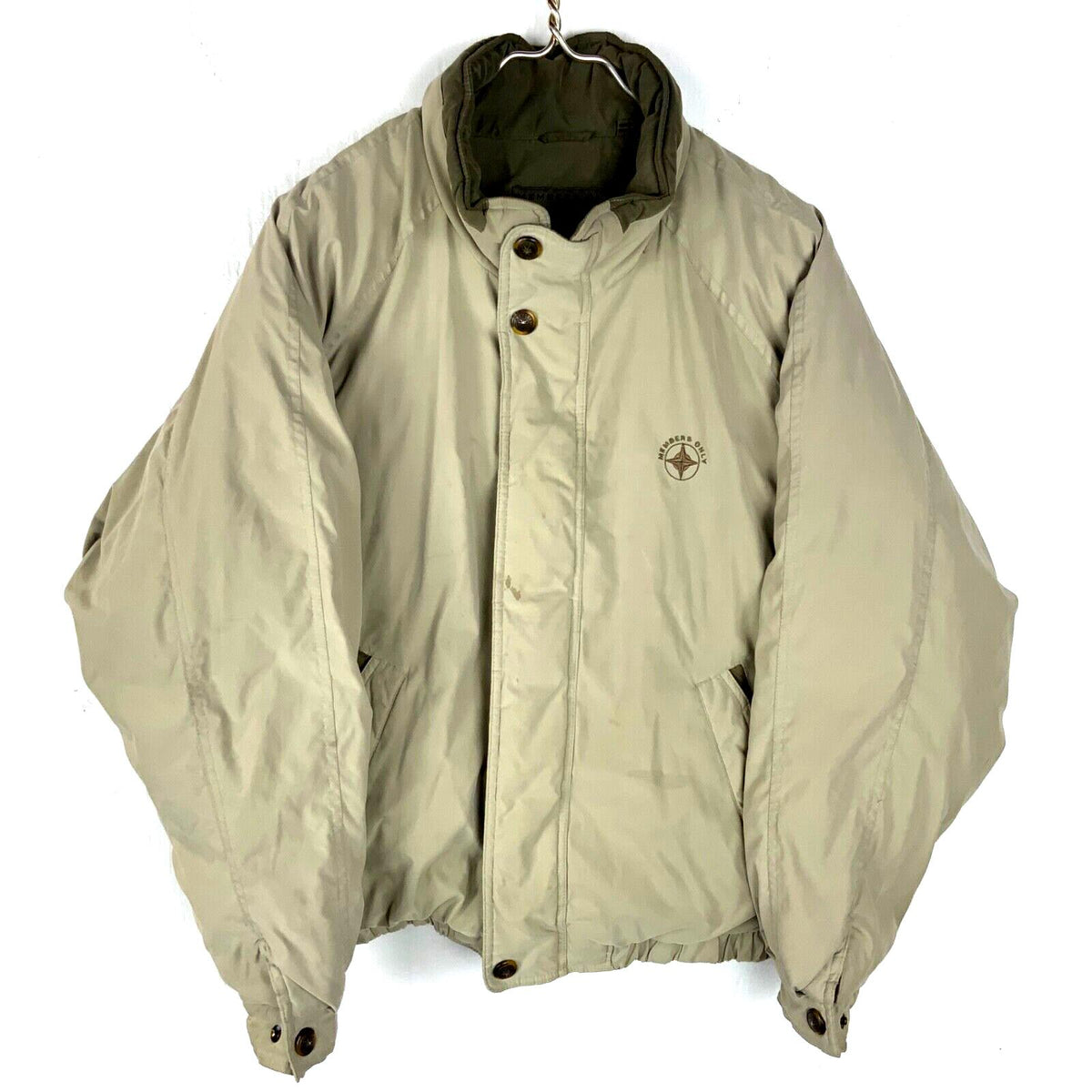 Vintage Members Only Down Puffer Jacket Large Beige Graphic Tee – Warm & Stylish · High-Quality Print