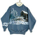 Vintage Winter Cabin Sweatshirt Size Small Blue Made In Usa Birds Sweatshirt – Cozy Vibes · High-Quality Print