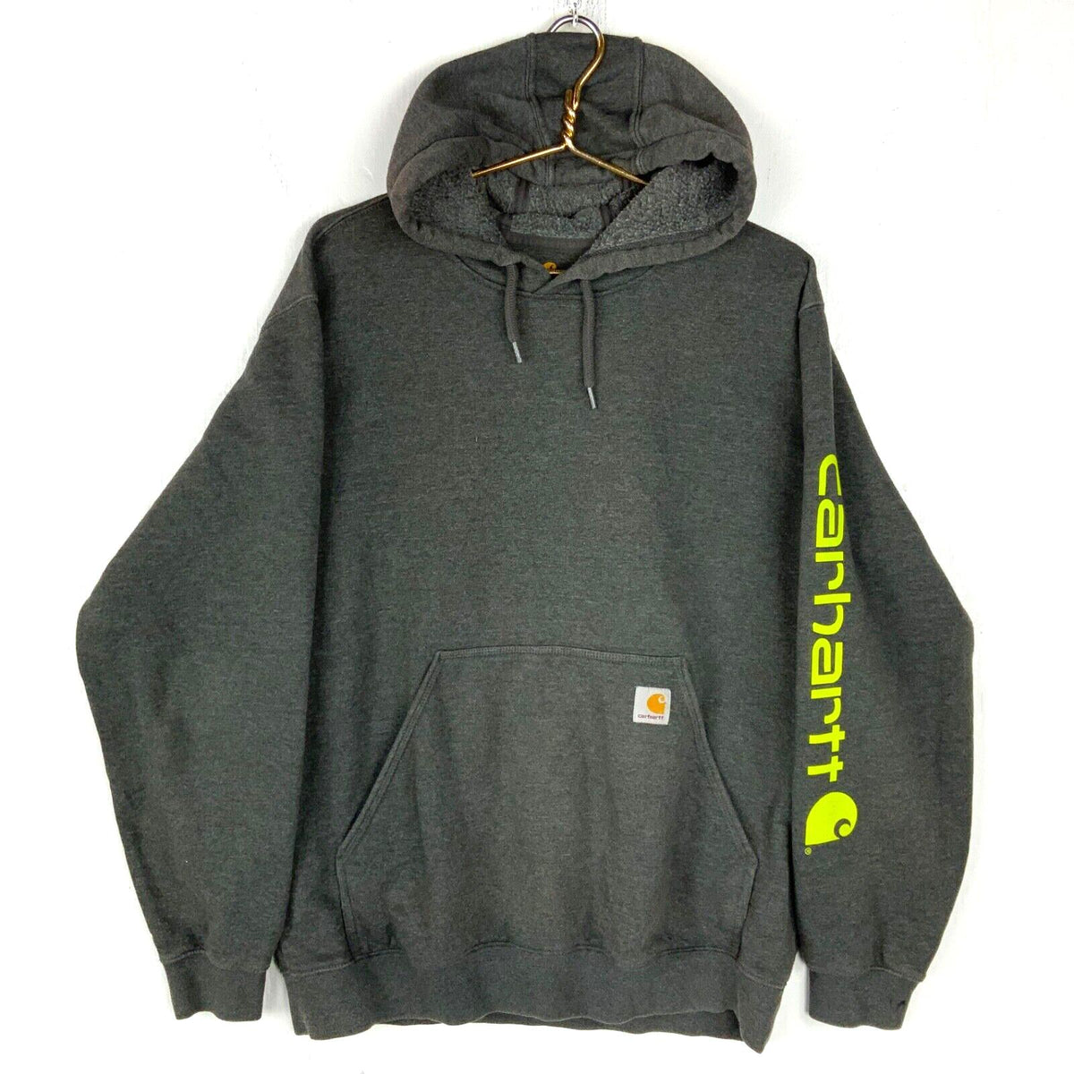 Carhartt Sweatshirt Hoodie Size Large Gray Spell Out Work Wear Original Fit Hoodie – Premium Graphic · High-Quality Print