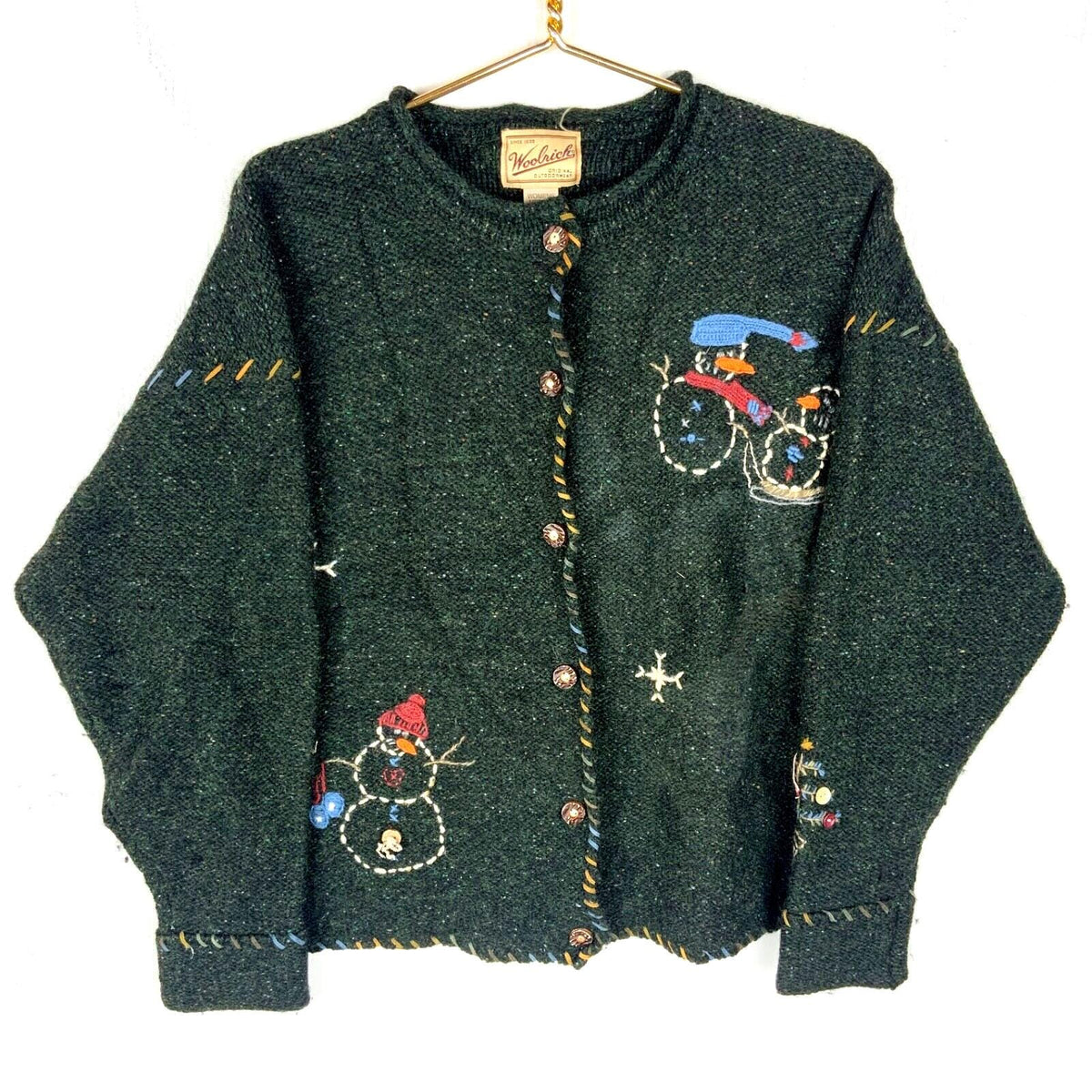 Vintage Woolrich Knit Wool Cardigan Sweater Womens Medium Green Crewneck 90s Graphic Tee – Warm & Stylish · Top Pick For Any Outfit