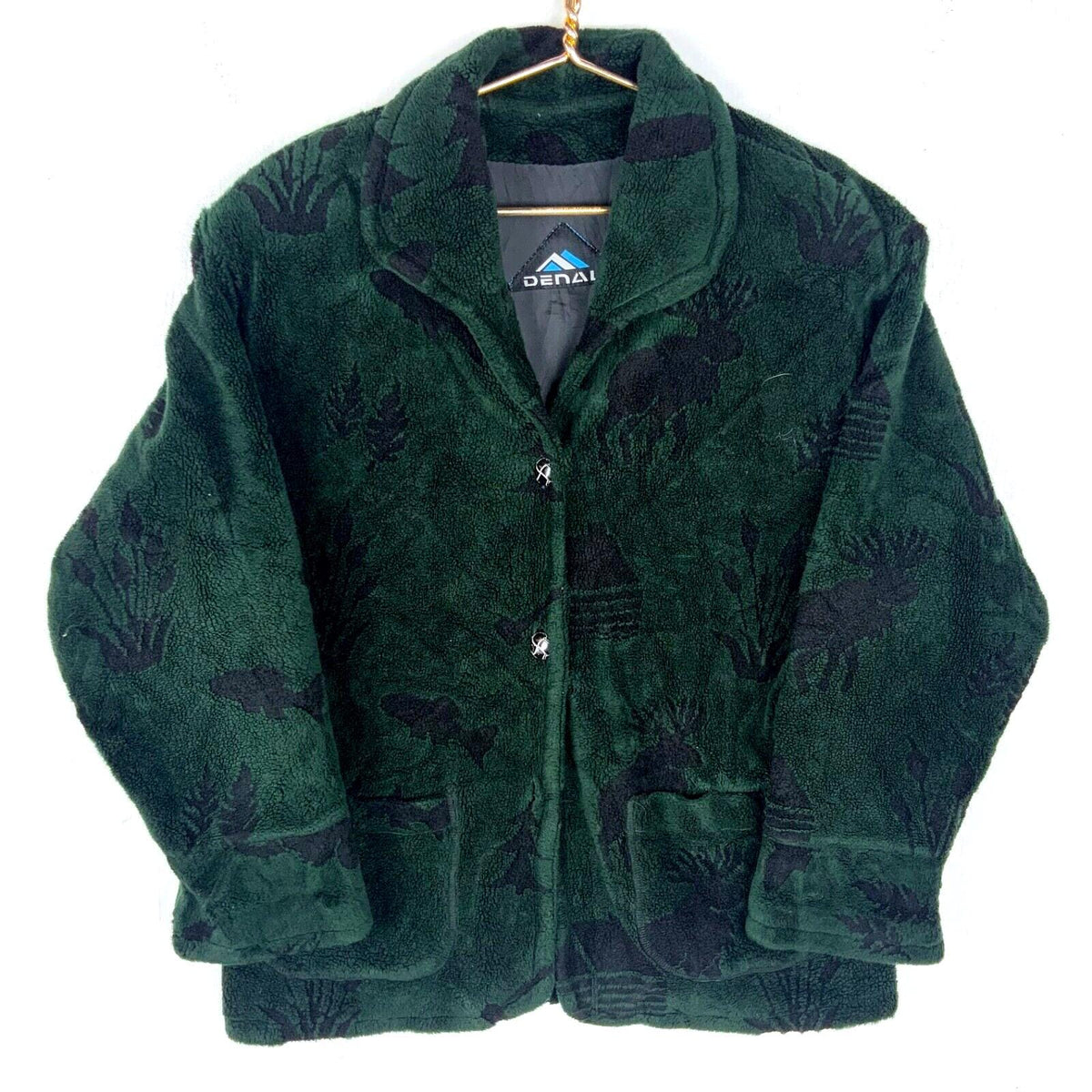 Vintage Wildlife Moose Fleece Sweater Jacket Medium Green Graphic Tee – Warm & Stylish · Perfect For Daily Wear