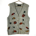 Vintage Grandma Knit Wool Sweater Vest Womens Large Gray Embroidered 90s Graphic Tee – Soft Feel · High-Quality Print