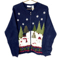 Vintage Grandma Knit Sweater Womens Extra Large Blue Full Zip Snowman 90s Graphic Tee – Premium Graphic · Great Gift For Fans