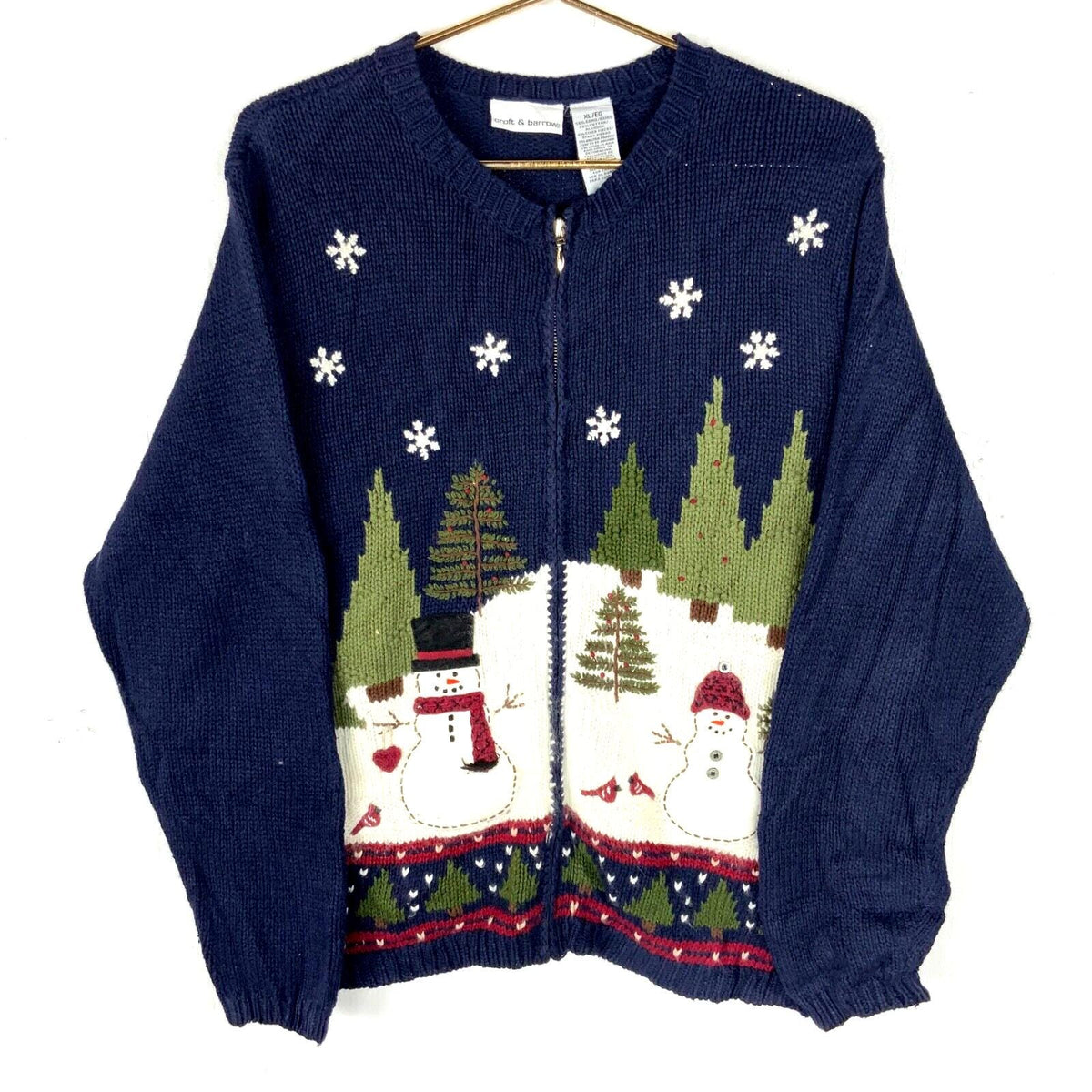 Vintage Grandma Knit Sweater Womens Extra Large Blue Full Zip Snowman 90s Graphic Tee – Premium Graphic · Great Gift For Fans