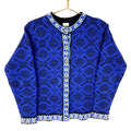 LL Bean Knit Cardigan Sweater Womens Medium Blue Pattern 90s Graphic Tee – Aesthetic Look · Top Pick For Any Outfit