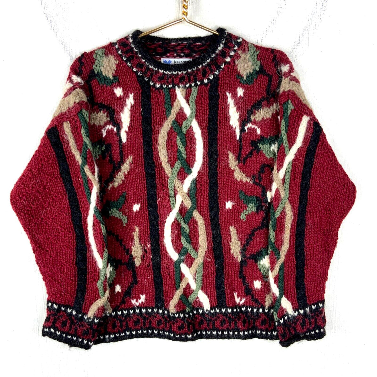 Vintage Grandpa Cable Knit Wool Sweater Small Red Crewneck 90s Graphic Tee – Everyday Comfort · High-Quality Print