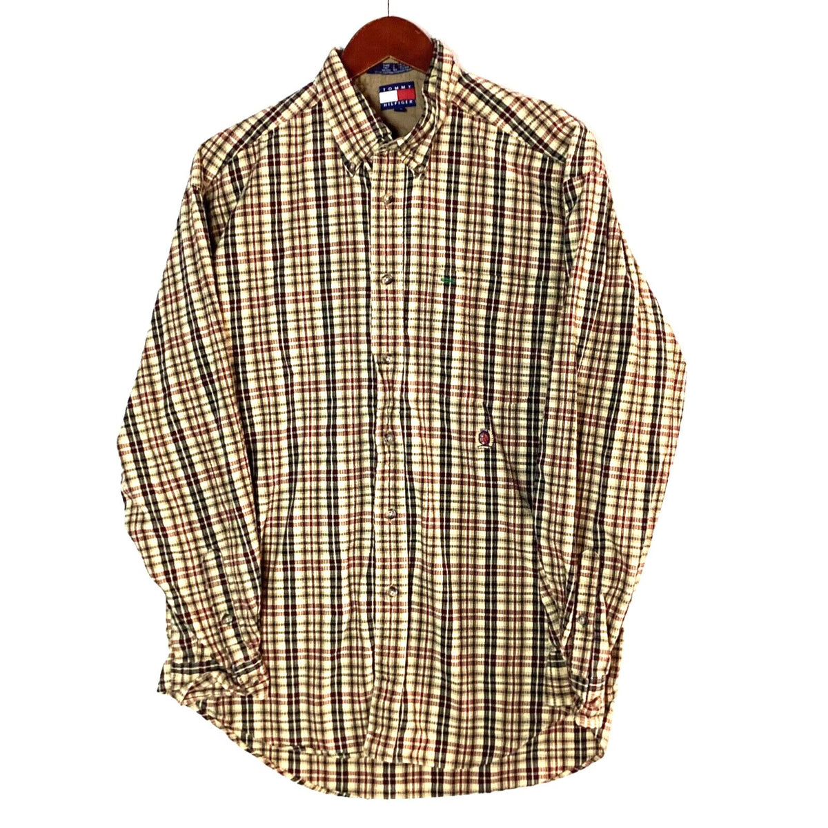 Vintage Tommy Hilfiger Shirt Large Beige ButtonDown Long Sleeve Plaid Graphic Tee – Everyday Comfort · Top Pick For Any Outfit