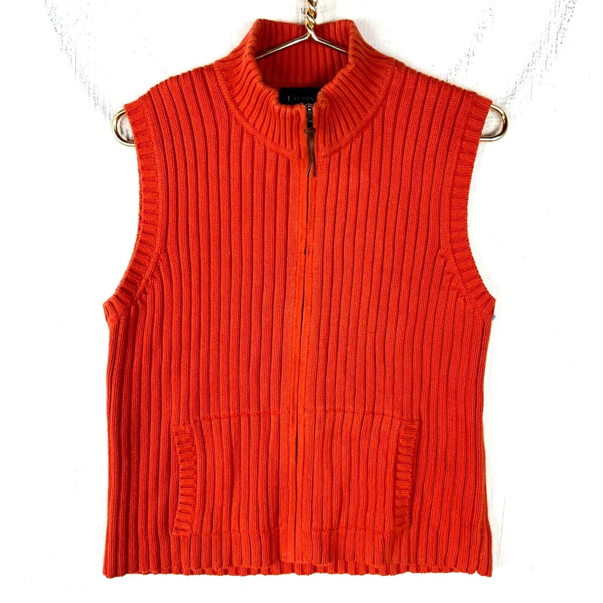 Lauren Ralph Lauren Knit Sweater Vest Womens Large Orange Full Zip Graphic Tee – Warm & Stylish · Top Pick For Any Outfit