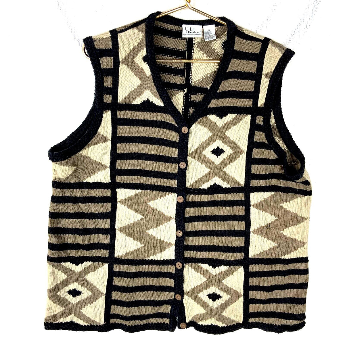 Vintage Grandma Knit Sweater Vest Womens Extra Large Brown Pattern 90s Graphic Tee – Cozy Vibes · Must-Have Style