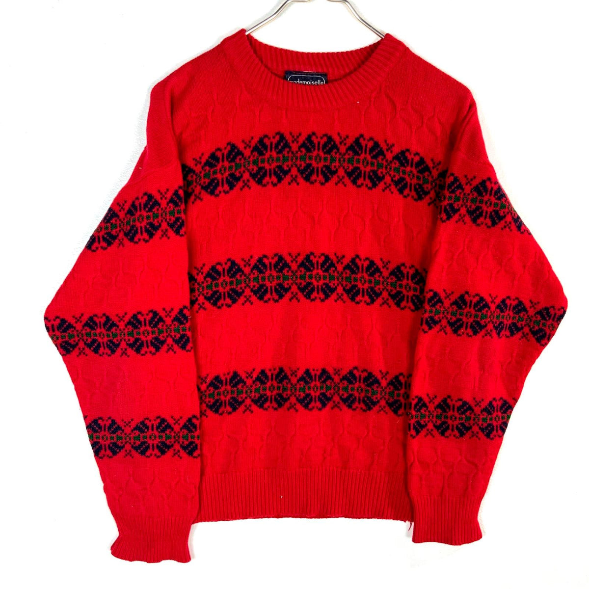 Vintage Grandma Knit Sweater Womens Medium Red Crewneck Pattern 90s Graphic Tee – Warm & Stylish · Perfect For Daily Wear