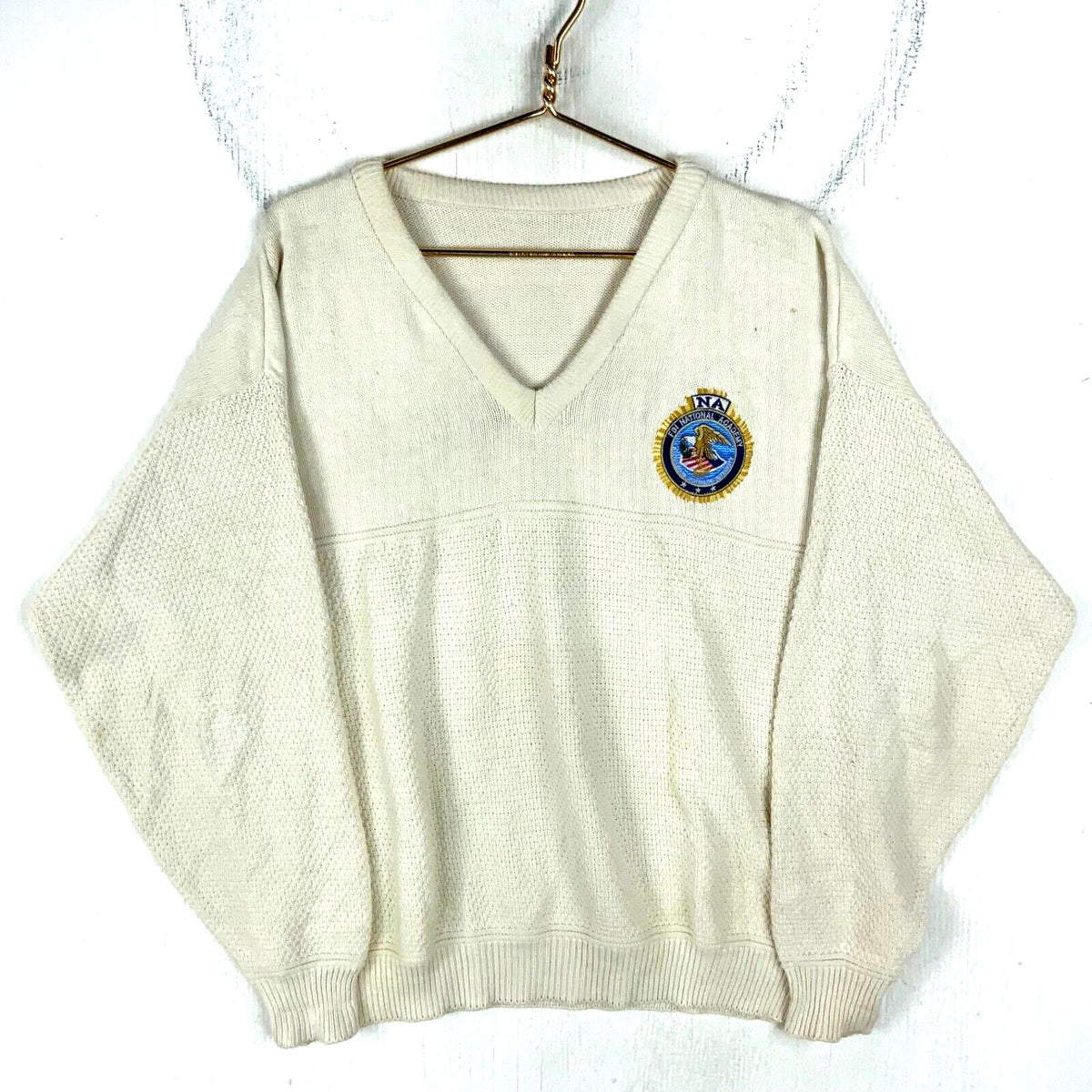 Vintage Fbi National Academy Grandpa Knit Sweater 2XL White VNeck Graphic Tee – Soft Feel · Must-Have Style