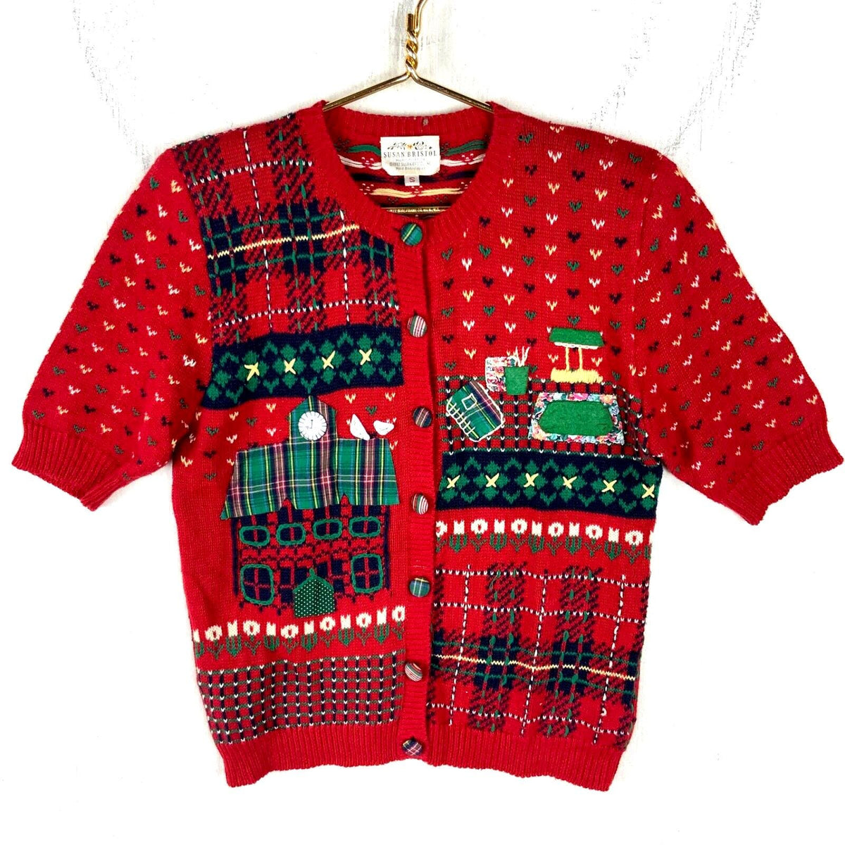 Vintage Grandma Knit Sweater Womens Small Red Cardigan Embroidered Graphic Tee – Soft Feel · Must-Have Style