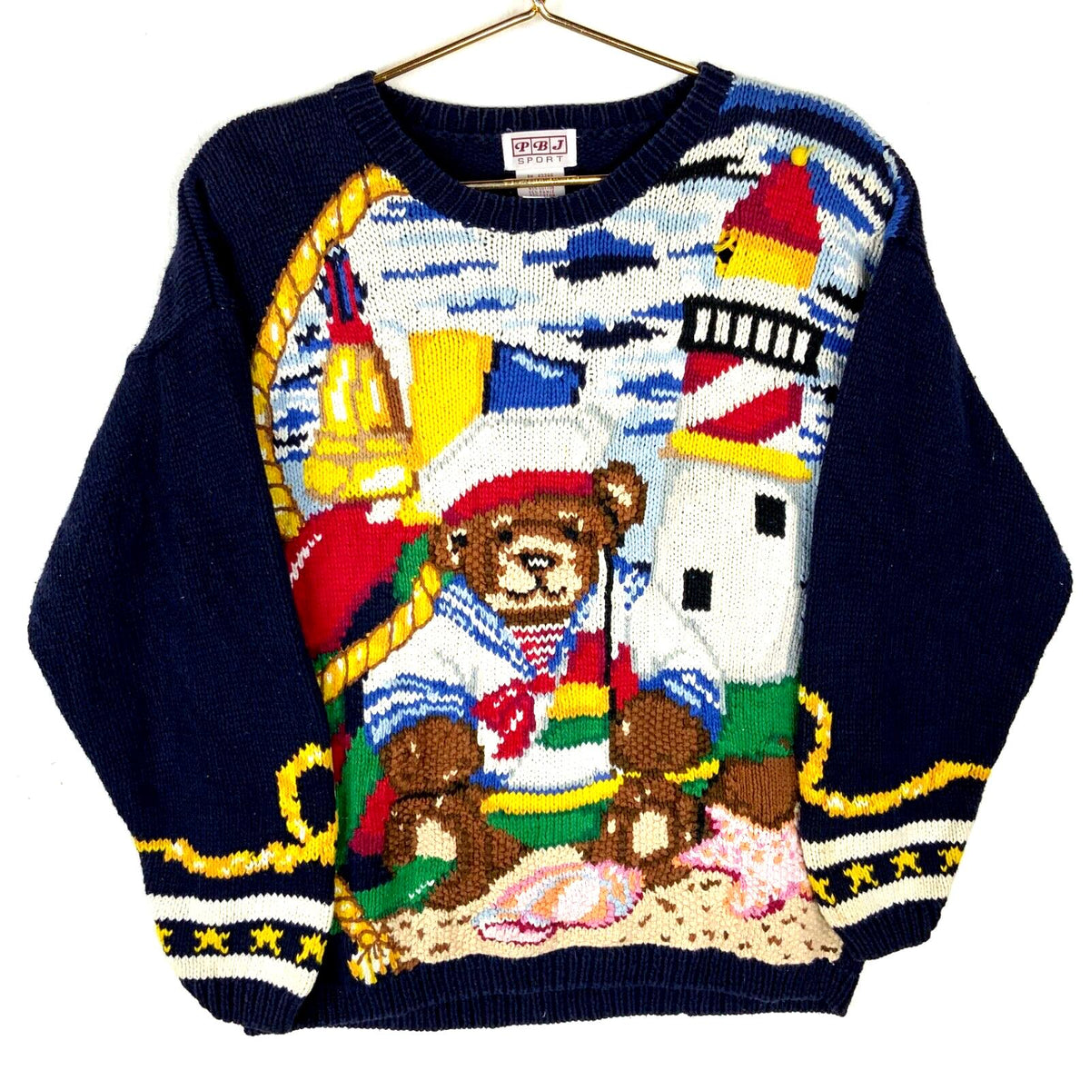 Vintage Grandma Knit Sweater Extra Large Blue Crewneck Teddy Bear 90s Graphic Tee – Cozy Vibes · Perfect For Daily Wear