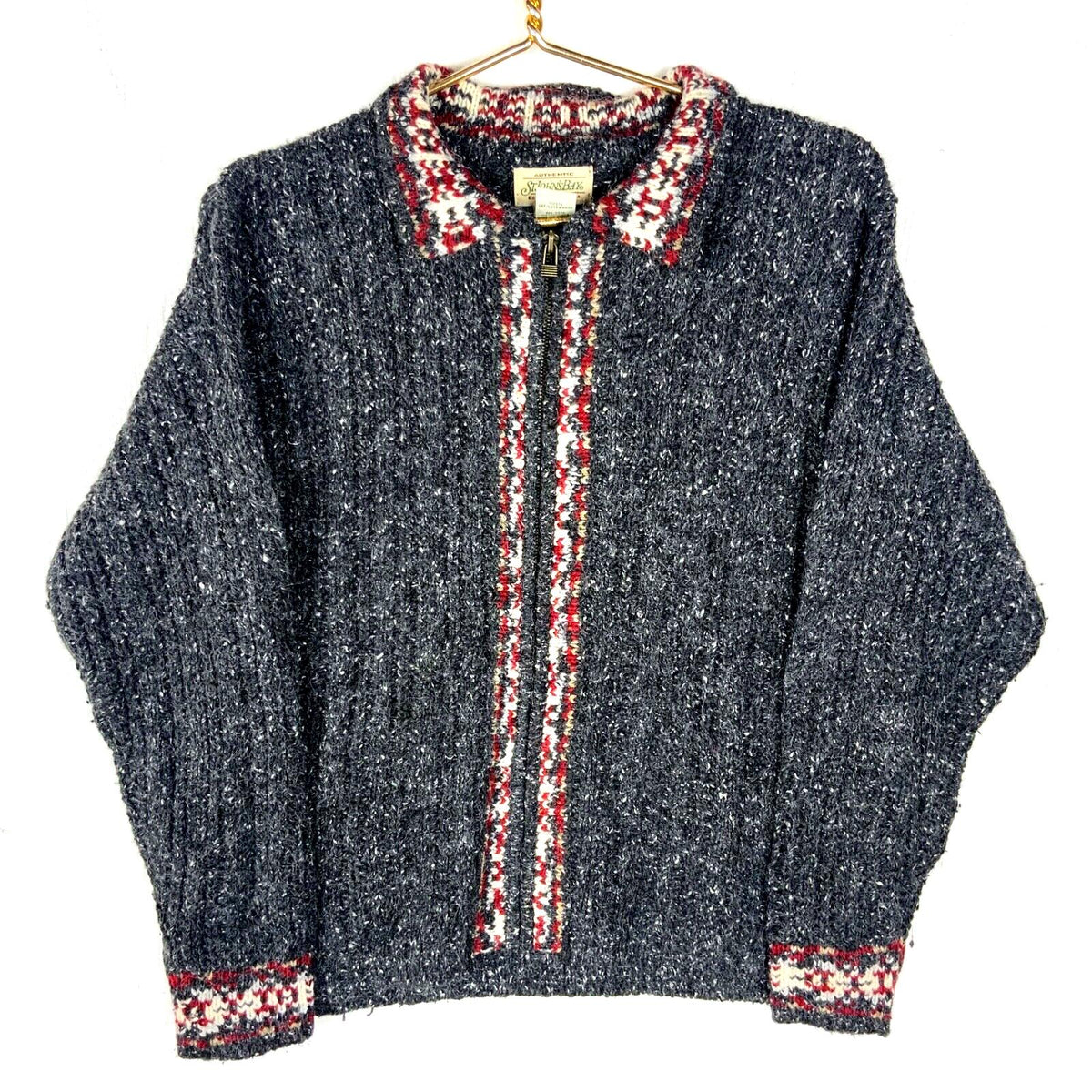 Vintage Grandma Knit Wool Sweater Womens Medium Gray Full Zip 90s Graphic Tee – Soft Feel · Must-Have Style
