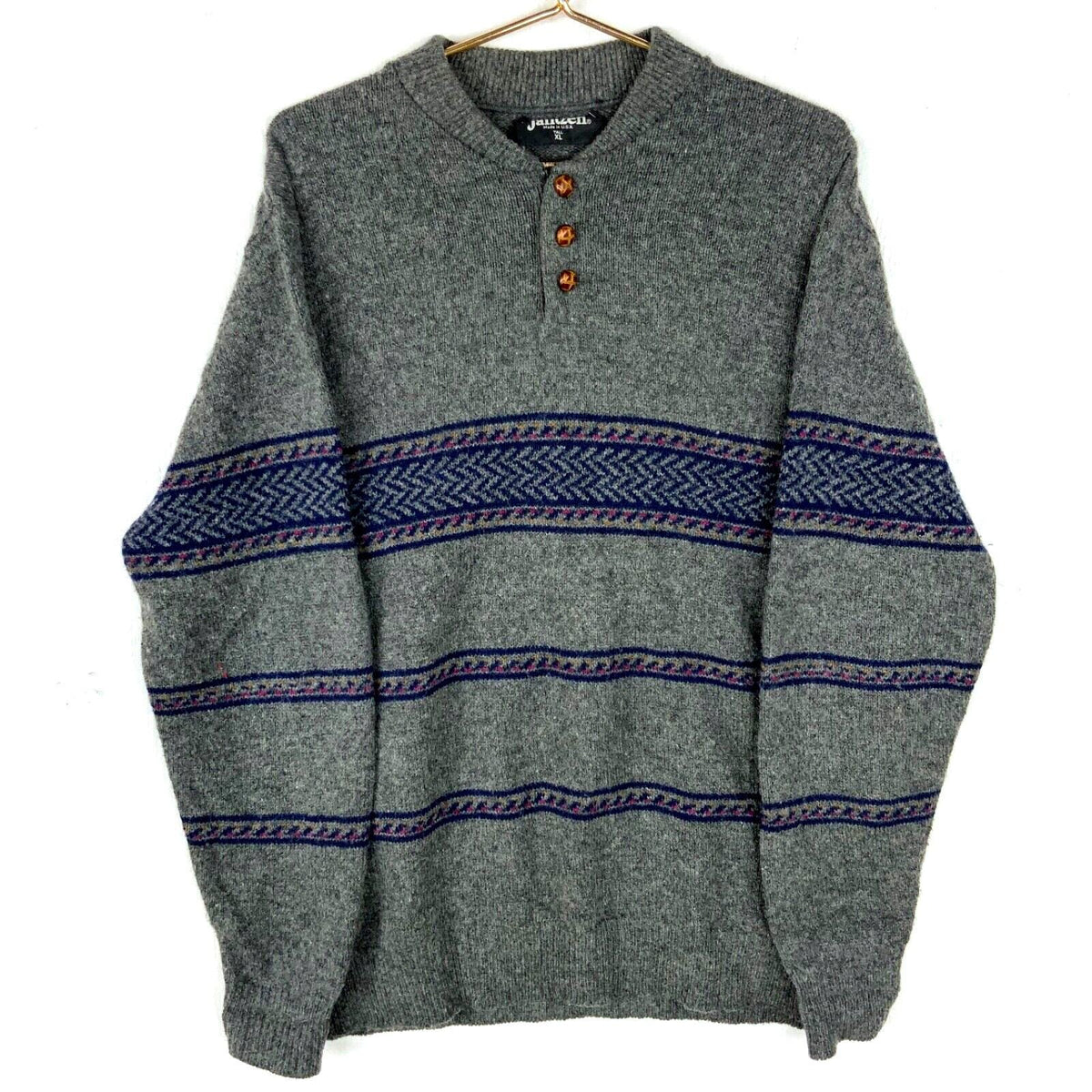 Vintage Grandpa Knit Henley Sweater XL Tall Gray Striped 90s Graphic Tee – Easygoing Wear · Must-Have Style