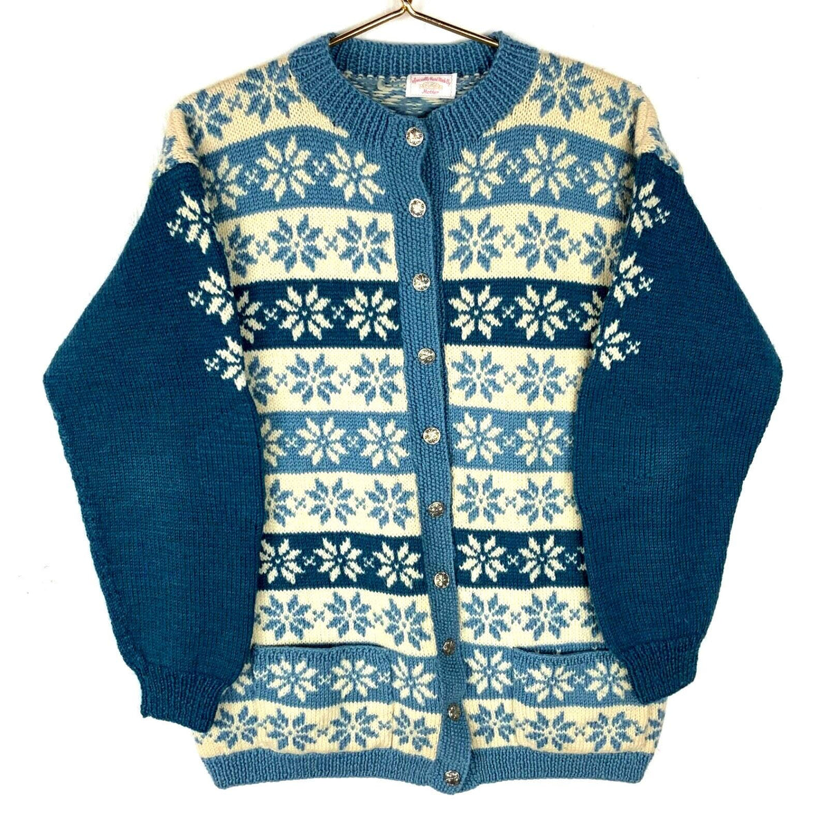 Vintage Grandma Hand Knit Cardigan Sweater Womens Size Small Blue Oversize 90s Graphic Tee – Cozy Vibes · Must-Have Style
