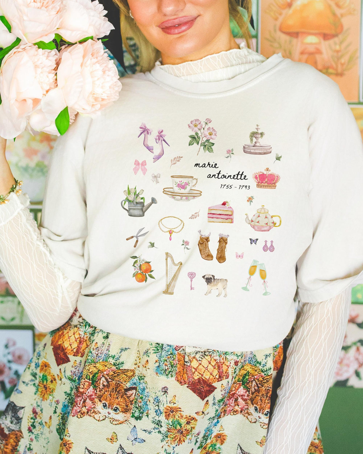 Marie Antoinette French History Tee Shirt Cute European Royalty TShirt for Social Studies Teacher Women39s History Month Tee with Flowers Graphic Tee – Everyday Comfort · Great Gift For Fans
