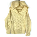 Vintage Cable Knit Hooded Wool Sweater Womens Small Beige Fisherman Cardigan 80s Graphic Tee – Feel-Good Design · High-Quality Print