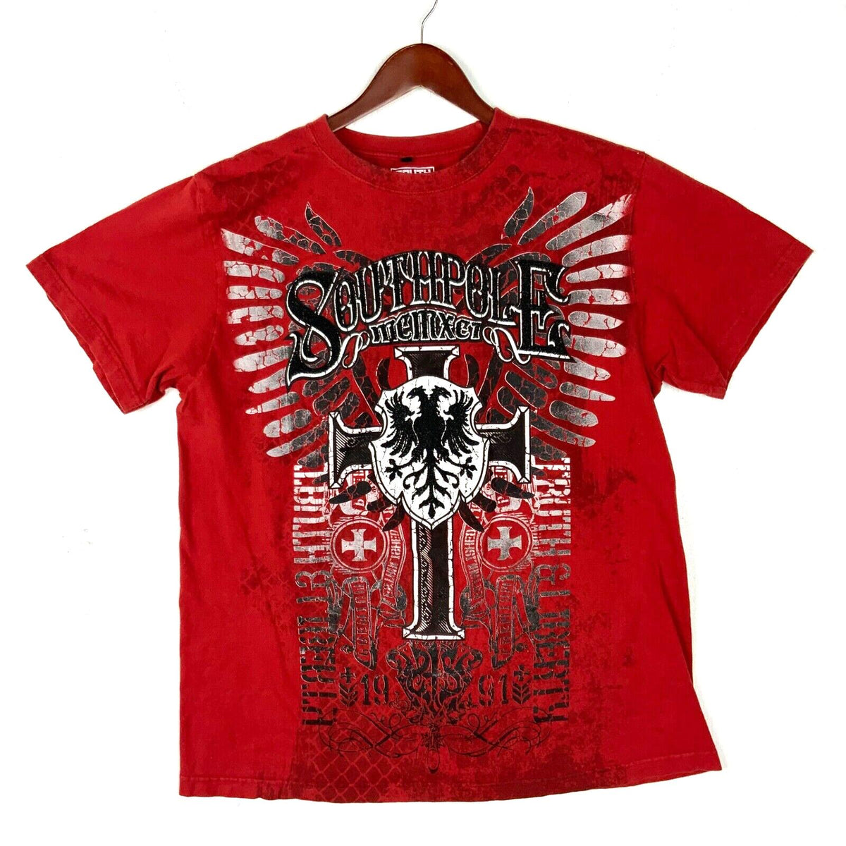 South Pole Y2K TShirt 2XL Red Street Wear Cross Graphic Tee – Easygoing Wear · Must-Have Style
