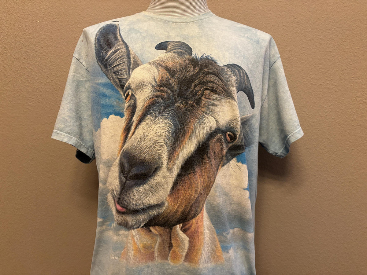 Vintage 200039s Goat In Clouds Cute Tye Dye Tshirt XL Graphic Tee – Soft Feel · Trending Graphic Apparel