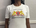Vintage 80s Holland Amsterdam white Tshirt modeled size S Graphic Tee – Soft Feel · Trending Graphic Apparel