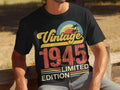 Mens Cotton Tshirt 80 Years Old Funny Vintage 1945 Limited Edition 80th Birthday Gifts 80th TShirts Graphic Tee – Everyday Comfort · Great Gift For Fans