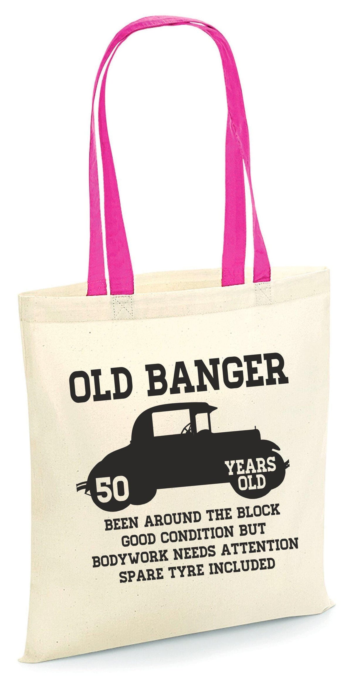 Old Banger Tote Bag 50th Birthday Born in 1975 Gift for 50 Years Old 50th Party Bag Bag for Life Fun Retro Classic Car Design Tote Bag – Warm & Stylish · Trending Graphic Apparel