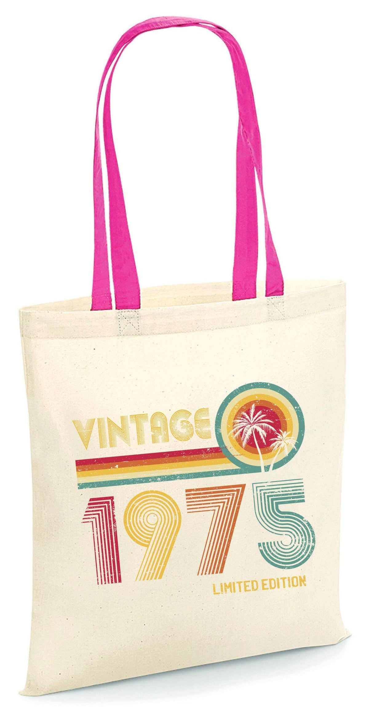 Vintage 1975 Tote Bag Limited Edition 50th Birthday Gift 50 Years Old Born in 1975 50th Party Bag Bag for Life Retro Palm Tree Design Tote Bag – Easygoing Wear · Trending Graphic Apparel