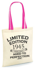 Limited Edition 1945 Tote Bag 80th Birthday Gift Vintage Quality Tote Born in 1945 80 Years Old Celebration Bag Tote Bag – Soft Feel · Great Gift For Fans