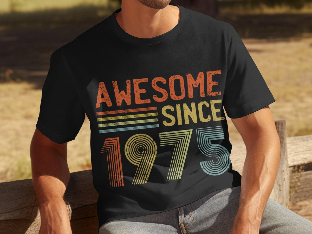 Mens 50th Birthday Shirt Awesome Since 1975 50 Years Old Vintage Funny Gift for Him Dad Brother Born in 1975 Special Day Present Graphic Tee – Easygoing Wear · Trending Graphic Apparel