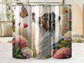 Beautiful Dog in Fields of Flowers Digital 20 oz Tumbler Wrap with Butterfly Colorful Floral Design Perfect Gift for Dog Lovers Graphic Tee – Feel-Good Design · Perfect For Daily Wear