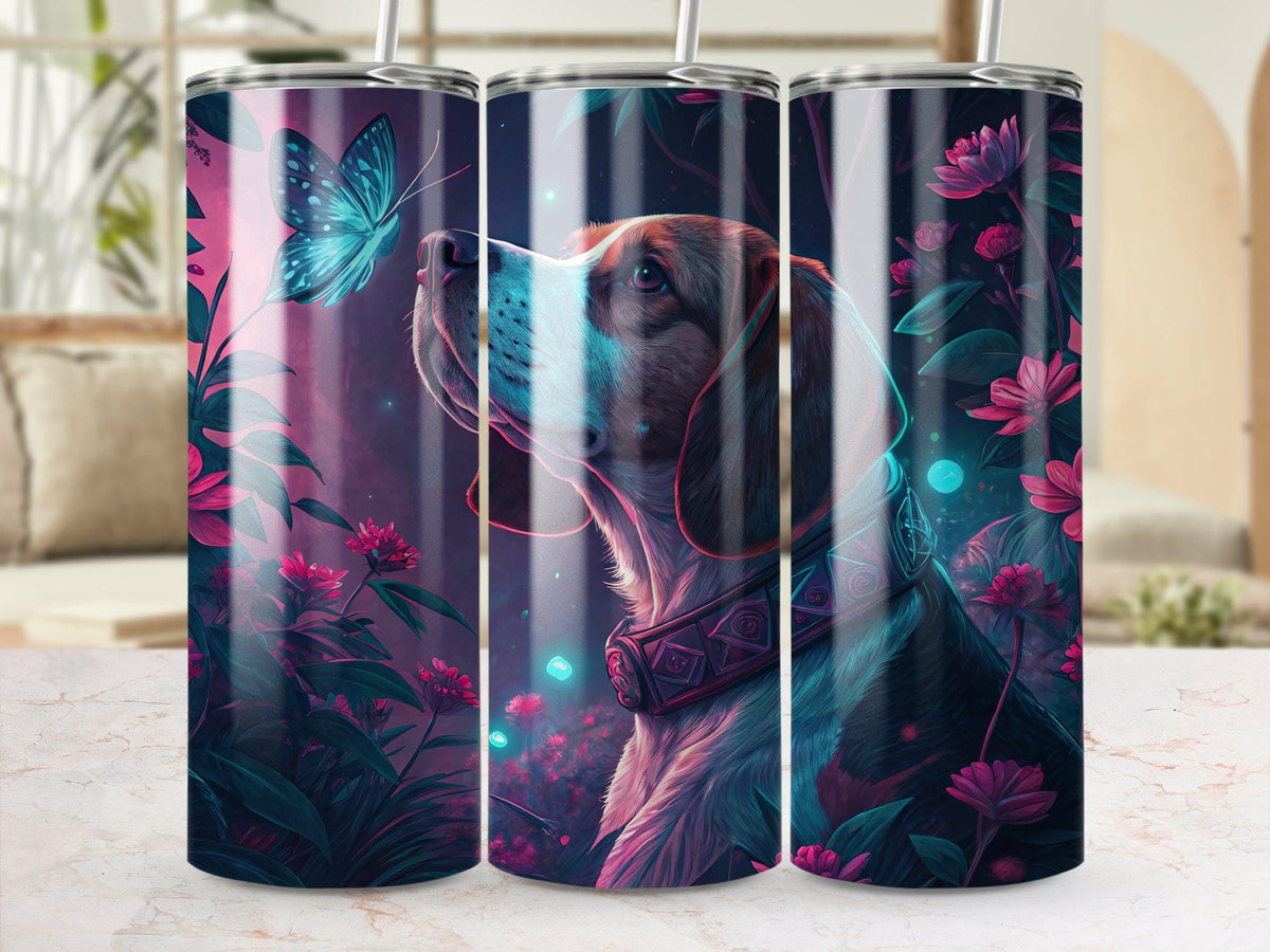 Beagle Dog Tumbler Wrap PNG 20 oz Tumbler Wrap Beagle Dog With Butterfly Floral Beagle Tumbler Wrap Digital Download Graphic Tee – Warm & Stylish · Trending Graphic Apparel