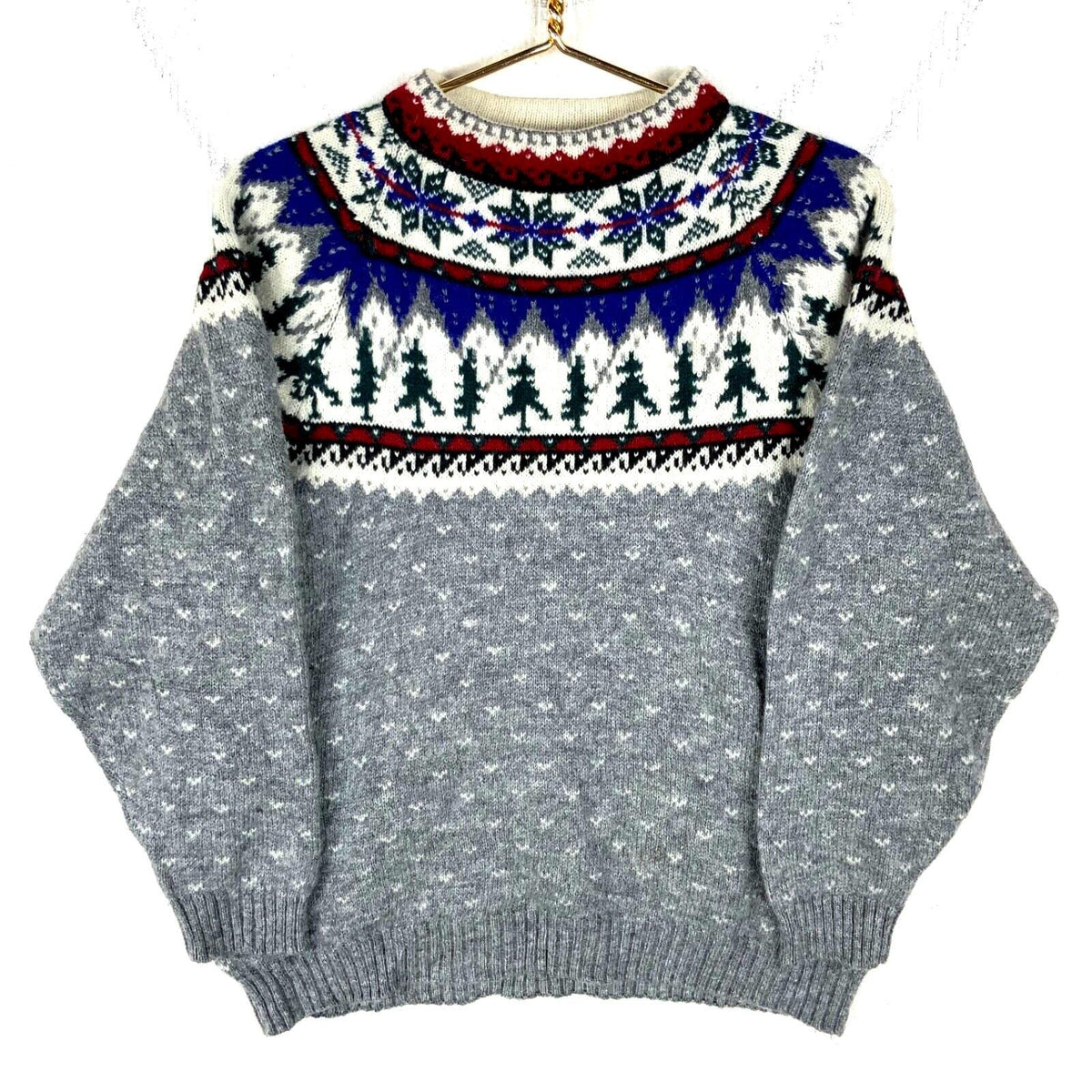 Vintage Eddie Bauer Knit Wool Sweater Womens Small Gray Mock Neck Nordic Graphic Tee – Aesthetic Look · Top Pick For Any Outfit