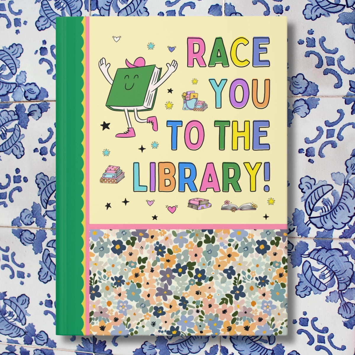 Book Lover Gift for Reader Who Loves Journaling Race You To The Library Colorful 90s Aesthetic Notebook with Stars Cute Bookish Present Graphic Tee – Fan Favorite · High-Quality Print