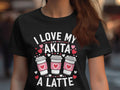 I Love My Akita a Latte TShirt Cute Dog Lover Gift Funny Graphic Tee Women39s Fashion Casual Wear Unique Design Coffee Lover Shirt Graphic Tee – Cozy Vibes · High-Quality Print