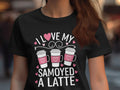 I Love My Samoyed A Latte Womens T Shirt Cute Dog Lover Gift Funny Coffee Dog Print Ladies Fashion Tee Stylish Graphic Top Graphic Tee – Premium Graphic · High-Quality Print